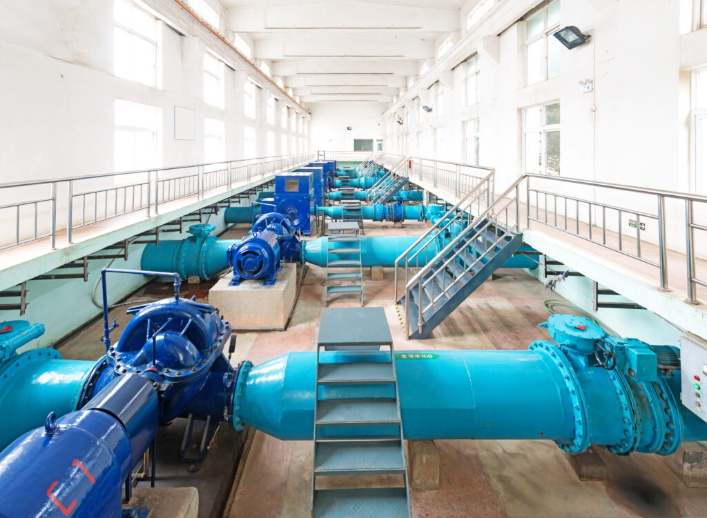 pumps on at a wastewater treatment plant